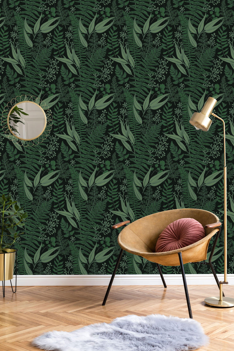 Dark Ferns Leaves Wallpaper