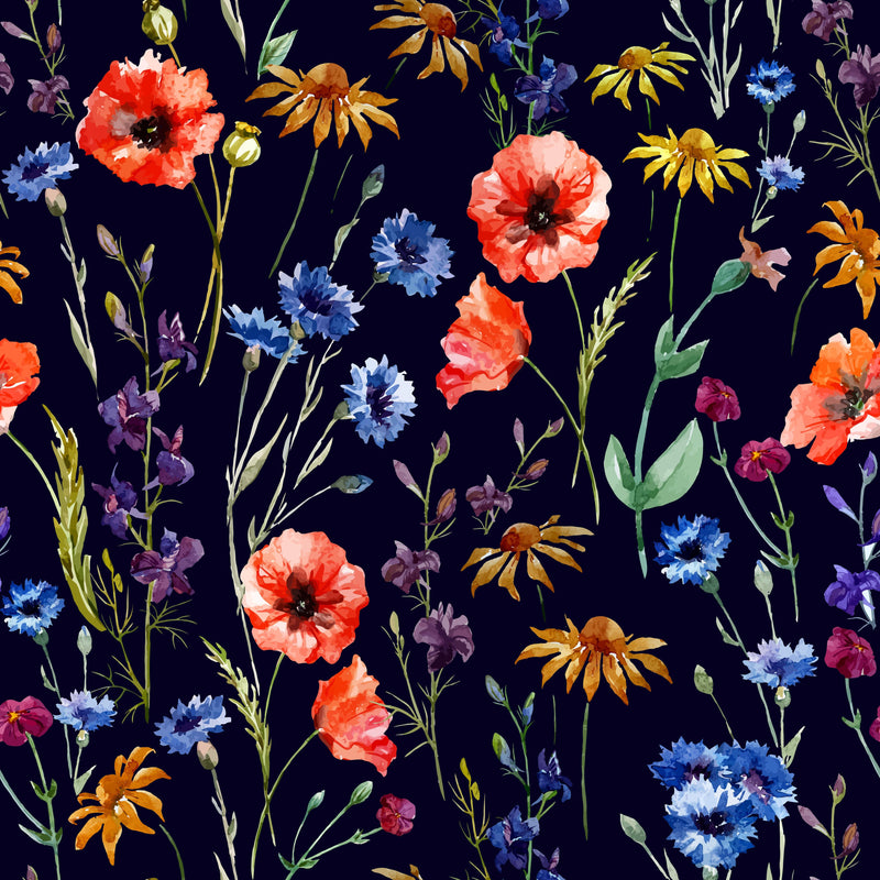 Contemporary Dark Flowers Wallpaper Fashionable