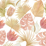 Pink Protea and Monstera Wallpaper