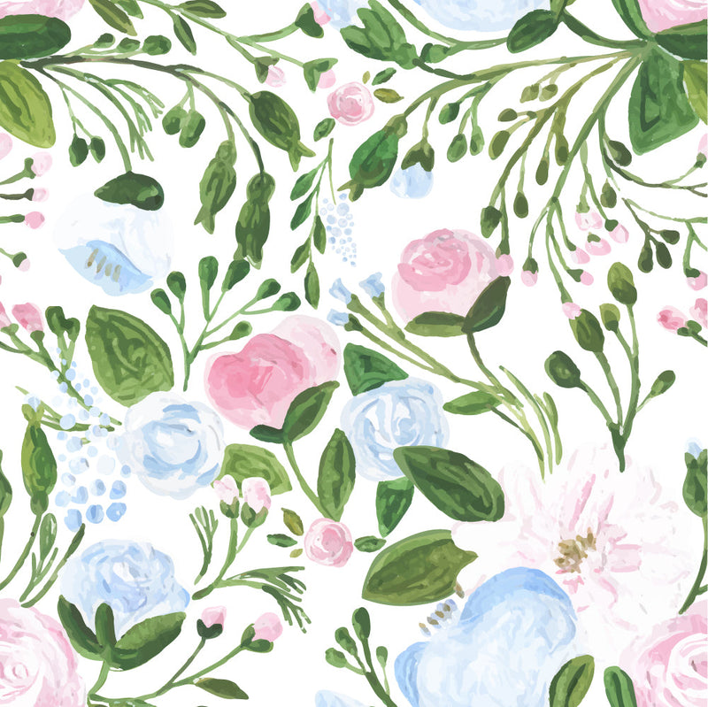 Voguish Hand Drawn Flowers Wallpaper Smart High-Quality