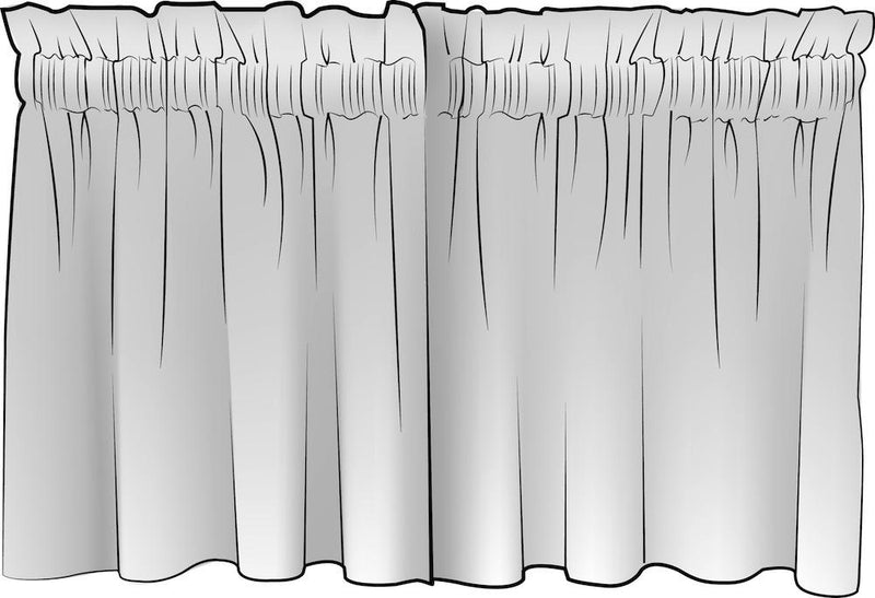 Tailored Tier Cafe Curtain Panels Pair in Polo Calypso Rose Red Stripe on Off-White
