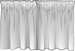 Tailored Tier Cafe Curtain Panels Pair in Carter Meadow Green Block Print Botanical Design- Small Scale