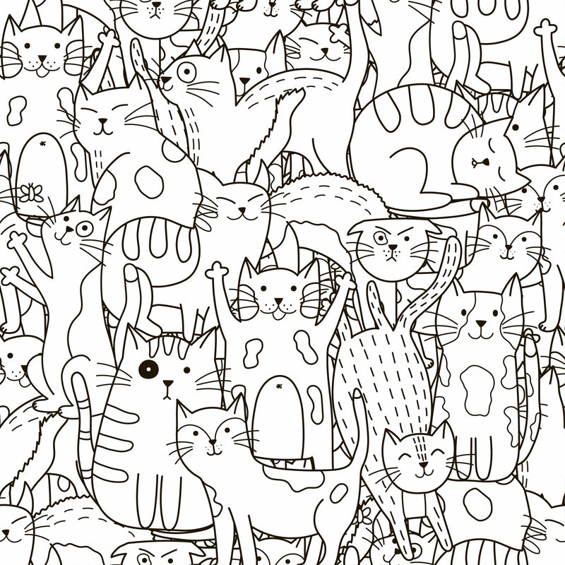 Doodle Cats Seamless Pattern Wallpaper