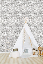 Doodle Cats Seamless Pattern Wallpaper