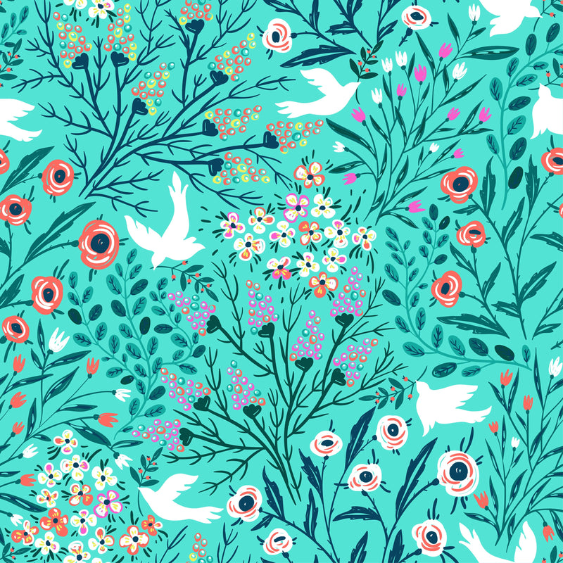Doves and Flowers Wallpaper