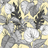 Yellow and Grey Floral Wallpaper