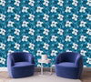 Blue Wallpaper with White Flowers Chic High-Quality
