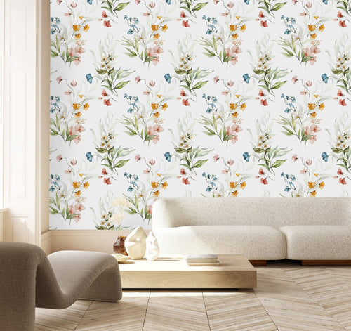 Watercolored Little Flowers Wallpaper