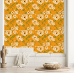 Contemporary Orange Floral Wallpaper Vogue Quality