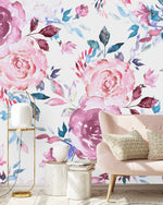 Fashionable Modern Pink Flowers Wallpaper