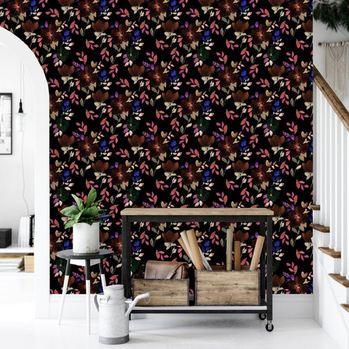 Dark Wallpaper with Autumn Leaves