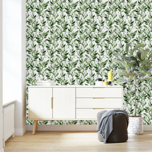 Elegant Green Leaves Wallpaper Fashionable Select