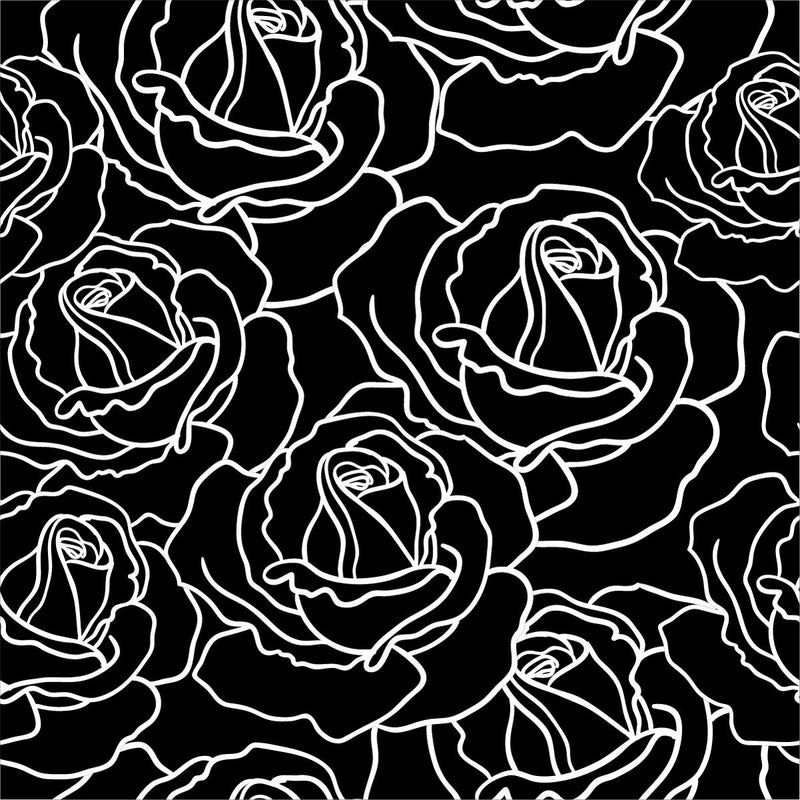 Black Wallpaper with White Floral Contours