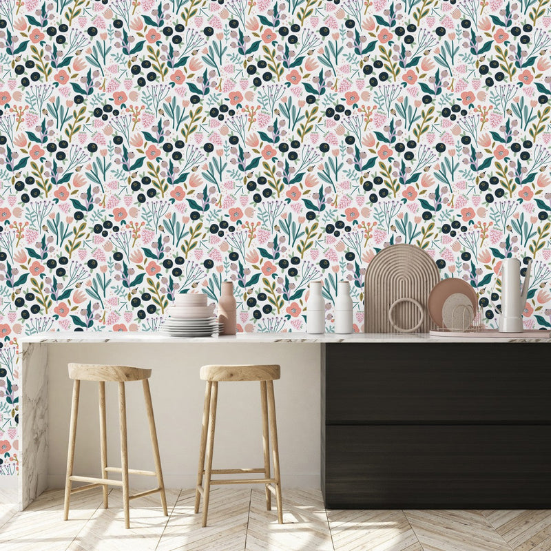 Multicolored Berries and Leaves Wallpaper