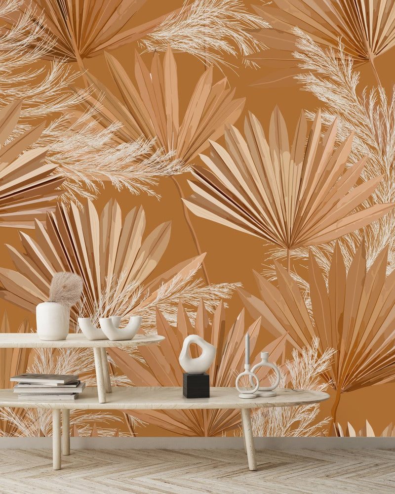 Beige Dried Plants Wallpaper –