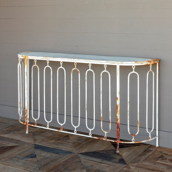 Lovecup Aged Metal and White Console L013