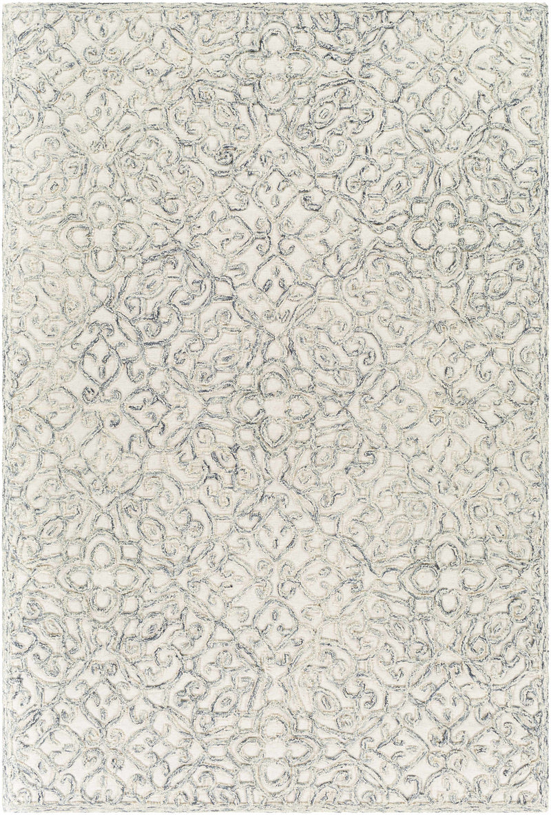 Malmesbury Embossed Cream/Blue Wool Rug