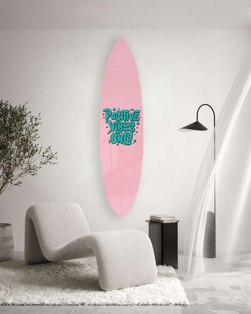 Positive Vibes Pattern Acrylic Surfboard Wall Art