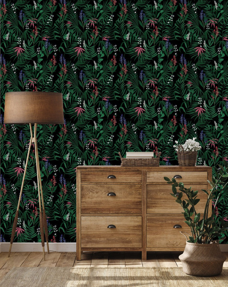 Wildflowers with Green Leaves Wallpaper