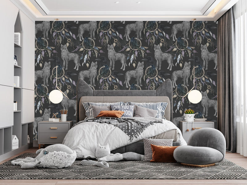 Dark Wallpaper with Wolves