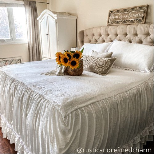 Ella Ruffle Lace 3 Piece Bedspread Set