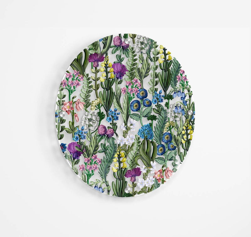 Fields Flowers Printed Transparent Acrylic Circle