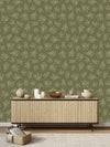 Voguish Olive Tree Pattern Wallpaper Fashionable