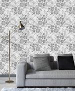 Elegant Grey Floral Wallpaper Chic