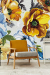 Blue and Yellow Flowers Wallpaper