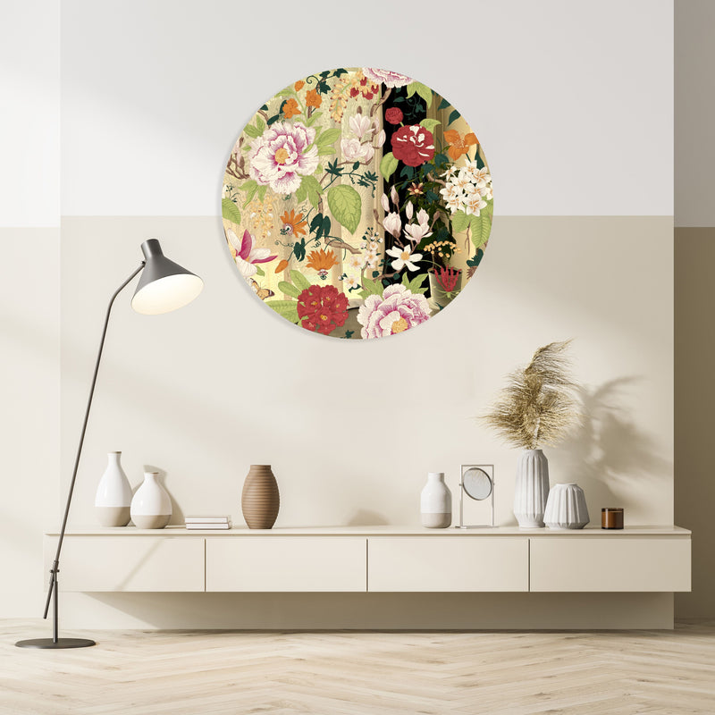 Vintage Flowers Printed Mirror Acrylic Circles