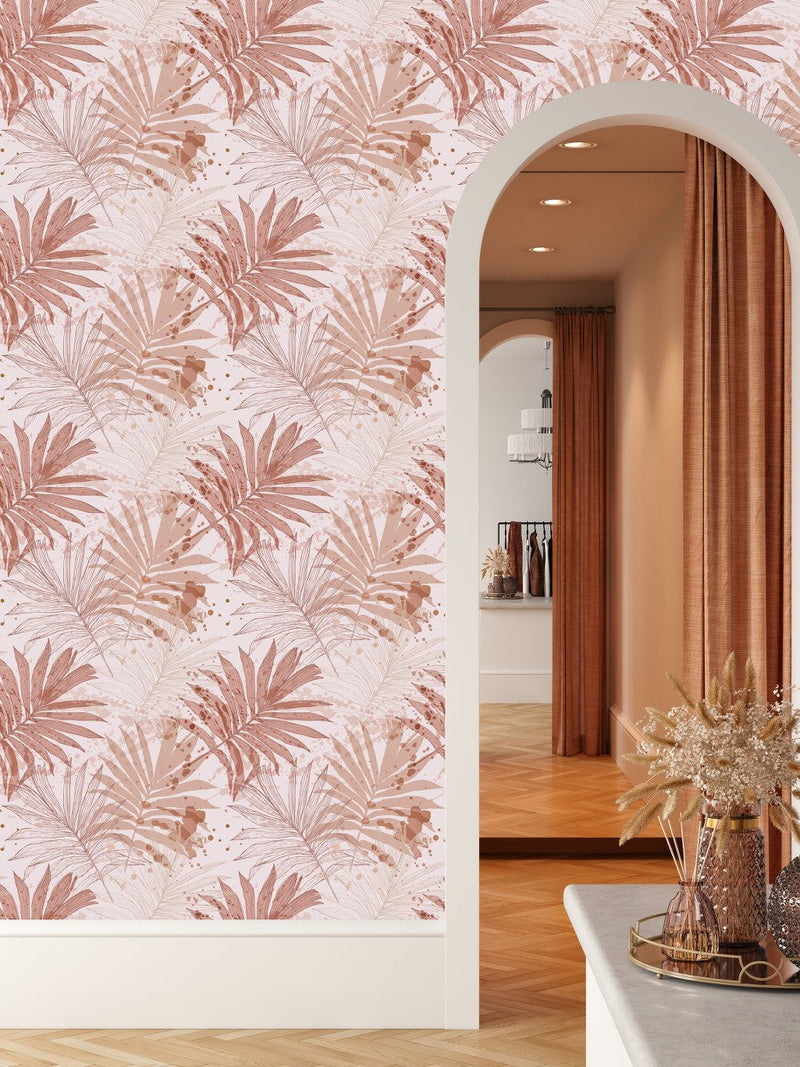Beige Palm Leaves Wallpaper