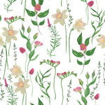 Contemporary White Wallpaper with Meadow Flowers Chic