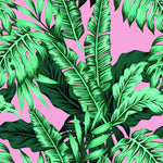 Exotic Leaves on Pink Wallpaper