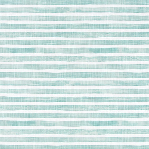 Tailored Bedskirt in Nelson Cancun Blue Horizontal Watercolor Stripe