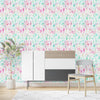 Fashionable Green and Pink Leaves Wallpaper Smart