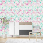 Fashionable Green and Pink Leaves Wallpaper Smart