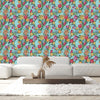 Blue Wallpaper with Tulips