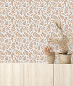 Dark Beige Leaves Wallpaper