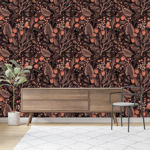 Brown Floral Wallpaper