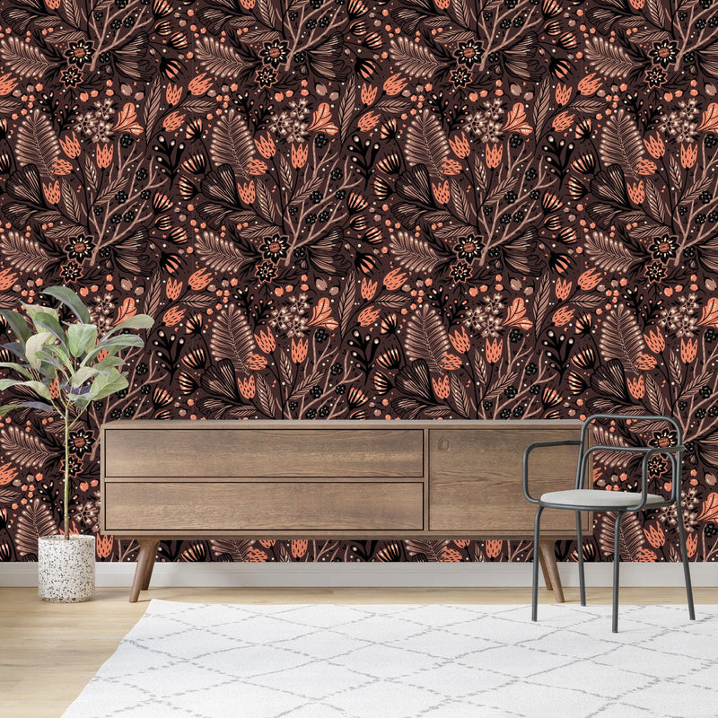 Brown Floral Wallpaper