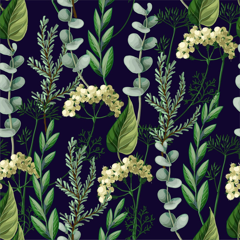 Herbal Leaves on Dark Background Wallpaper