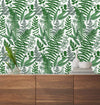 Ferns Leaves on White Wallpaper