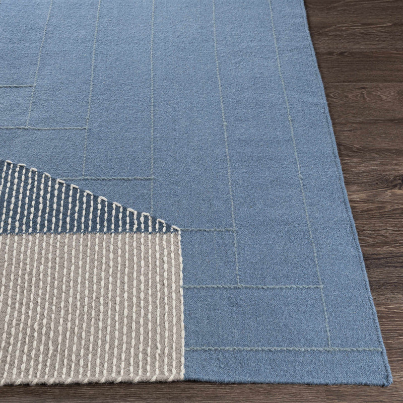 Blue Hanwood Wool Blend Braided Area Rug