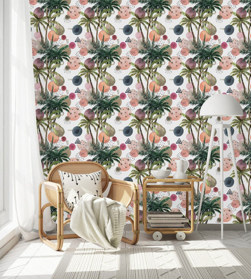 Palms and Geometrical Shapes Wallpaper