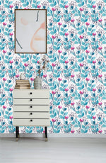 Flowers and Leaves Mix Wallpaper