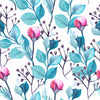 Flowers and Leaves Mix Wallpaper