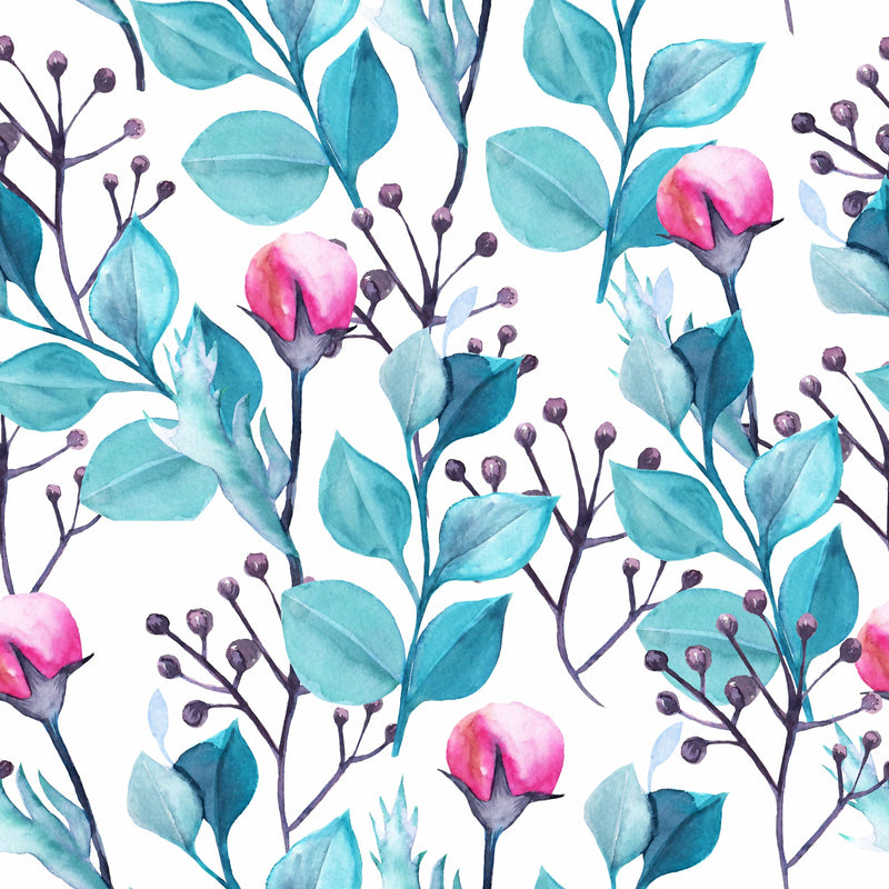 Flowers and Leaves Mix Wallpaper