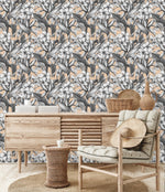Elegant Beige Wallpaper with Flowers Fashionable