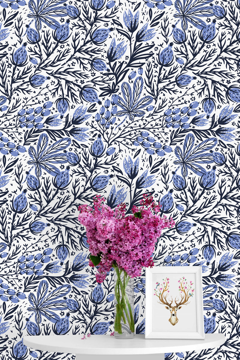 Folk Flowers Wallpaper