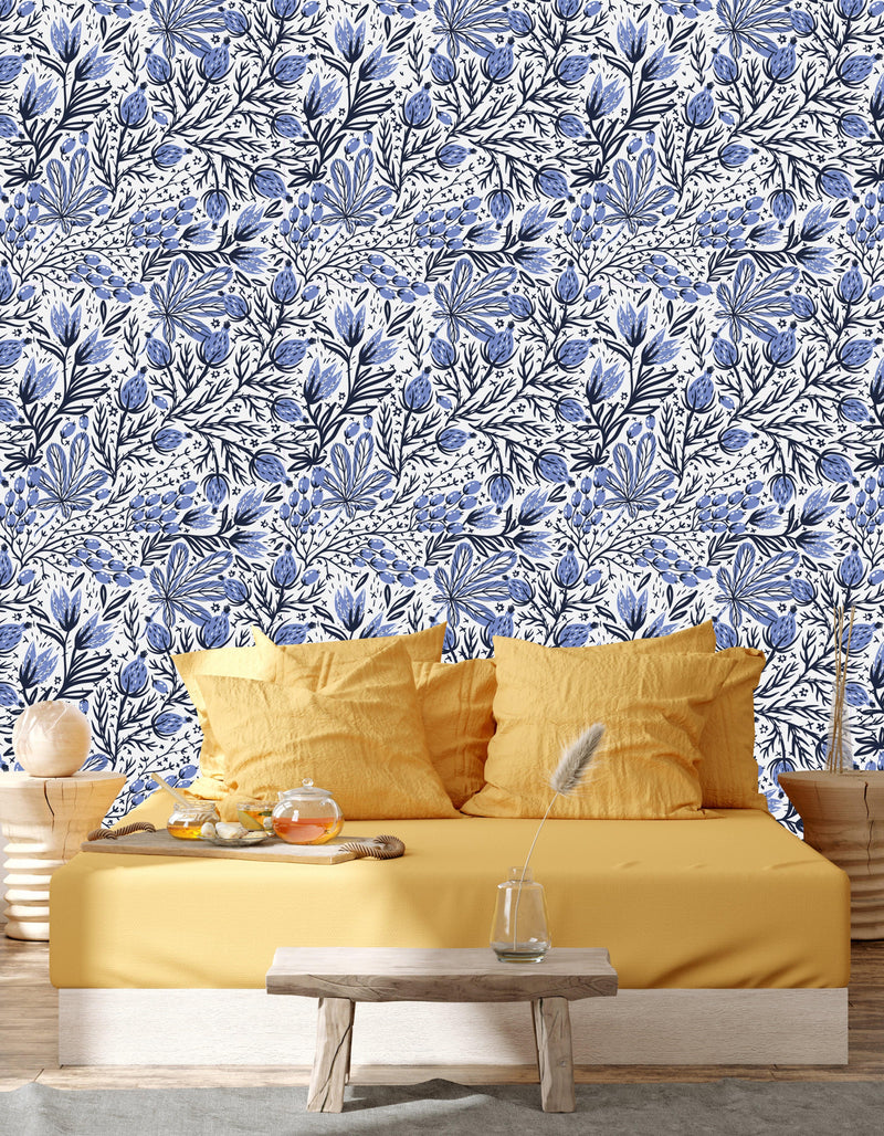 Folk Flowers Wallpaper